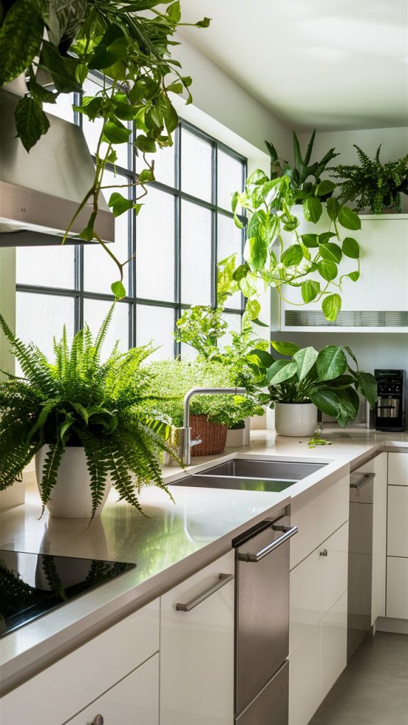 24 Tiny Kitchen Ideas That Make Small Spaces Feel Big and Beautiful 24 Greenery kitchen for a Fresh and Lively Feel
