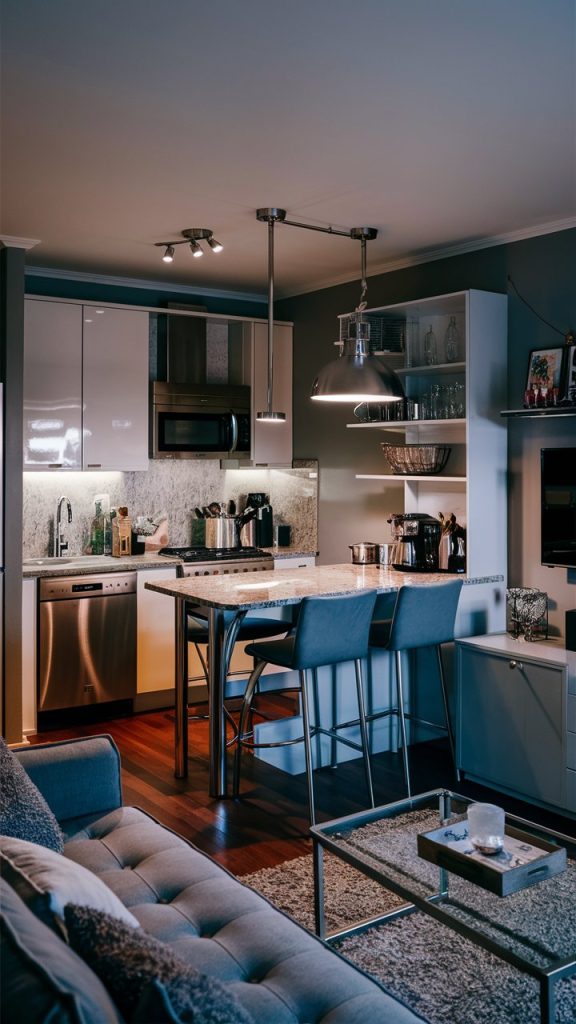22 Stylish Living Room and Kitchen Combo Ideas for a Beautiful Open-Concept Home 19 Compact Apartment Solution