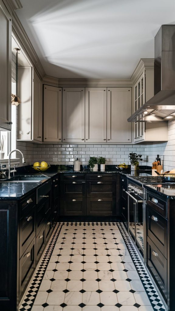 Black Kitchen with Soft Neutrals