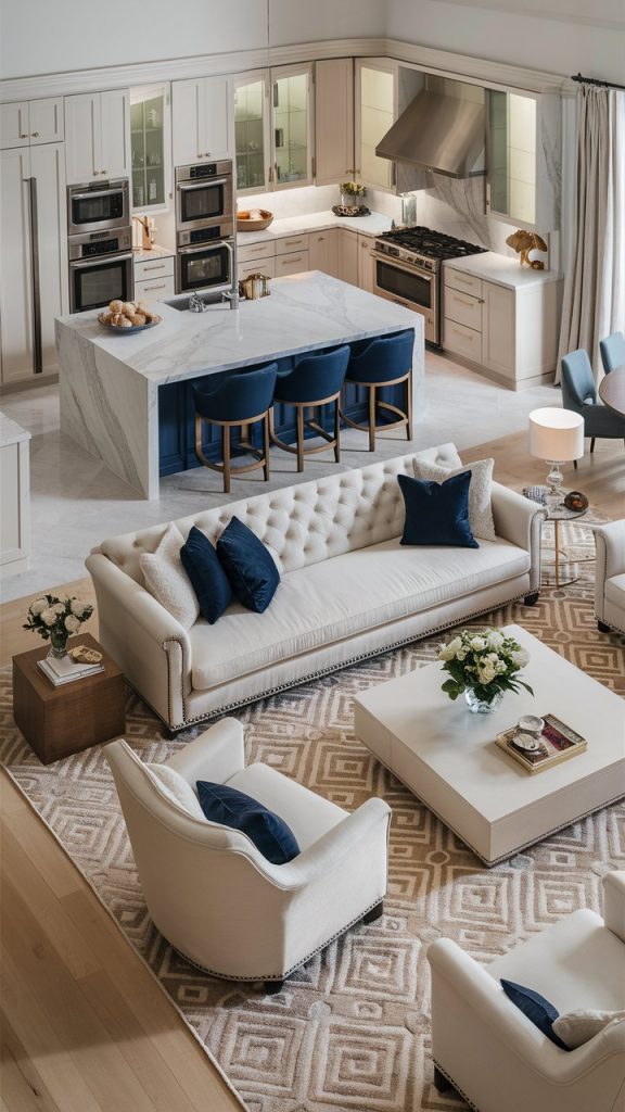 22 Stylish Living Room and Kitchen Combo Ideas for a Beautiful Open-Concept Home 14 Elegant Transitional Style