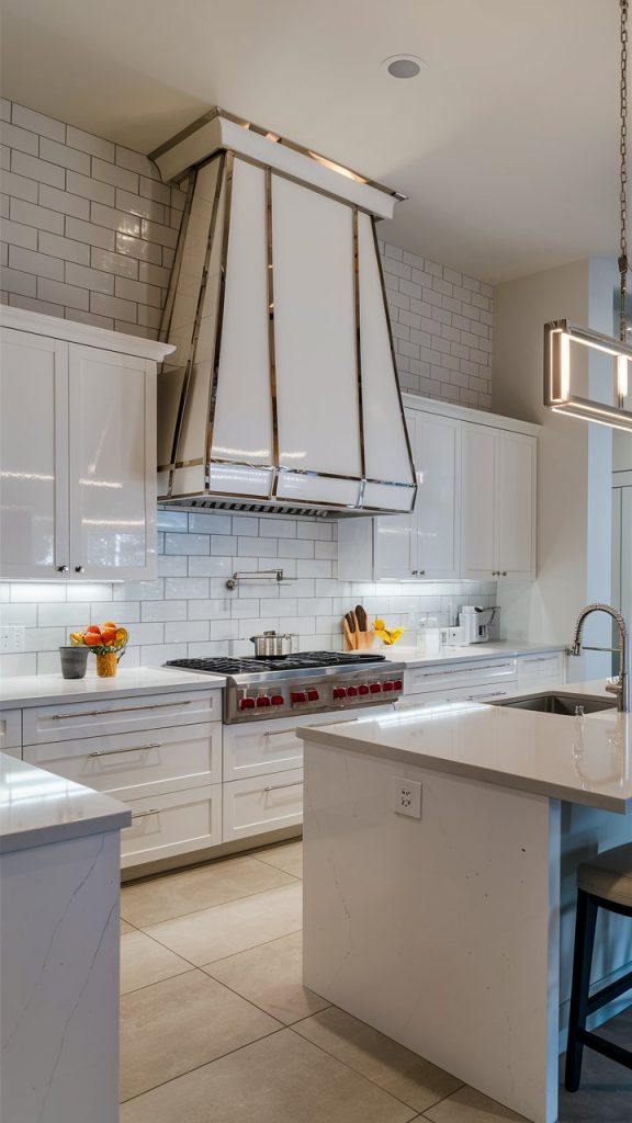 27 Stunning White Kitchen Ideas for Bright, Timeless Spaces 23 White Kitchen with Statement Hood