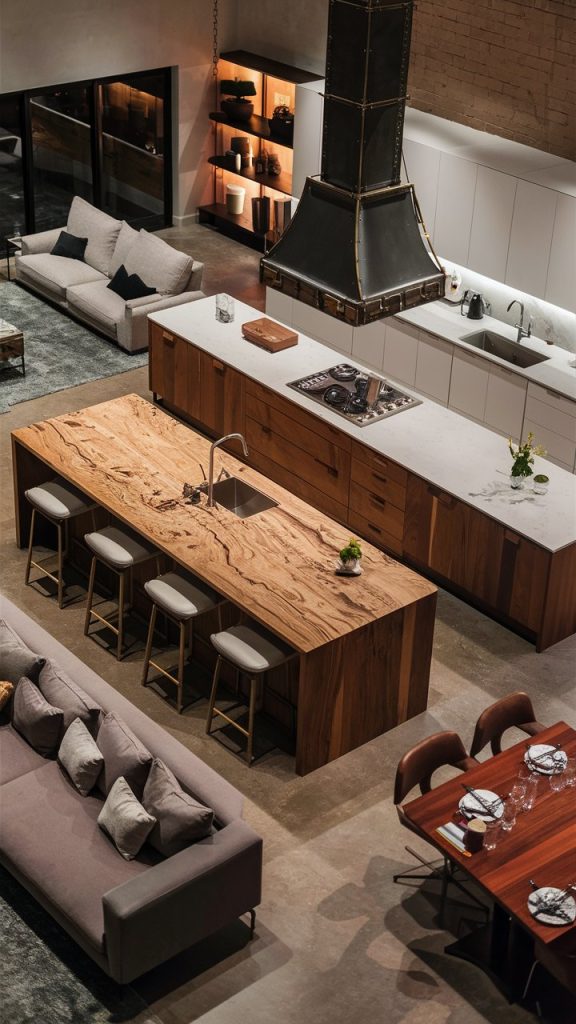 22 Stylish Living Room and Kitchen Combo Ideas for a Beautiful Open-Concept Home 4 Island as the Natural Divider kitchen and living room combo