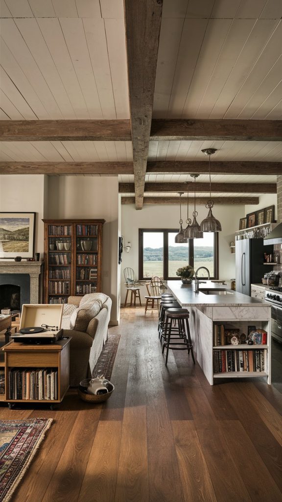 22 Stylish Living Room and Kitchen Combo Ideas for a Beautiful Open-Concept Home 9 Rustic Farmhouse Fusion kitchen and living room combo