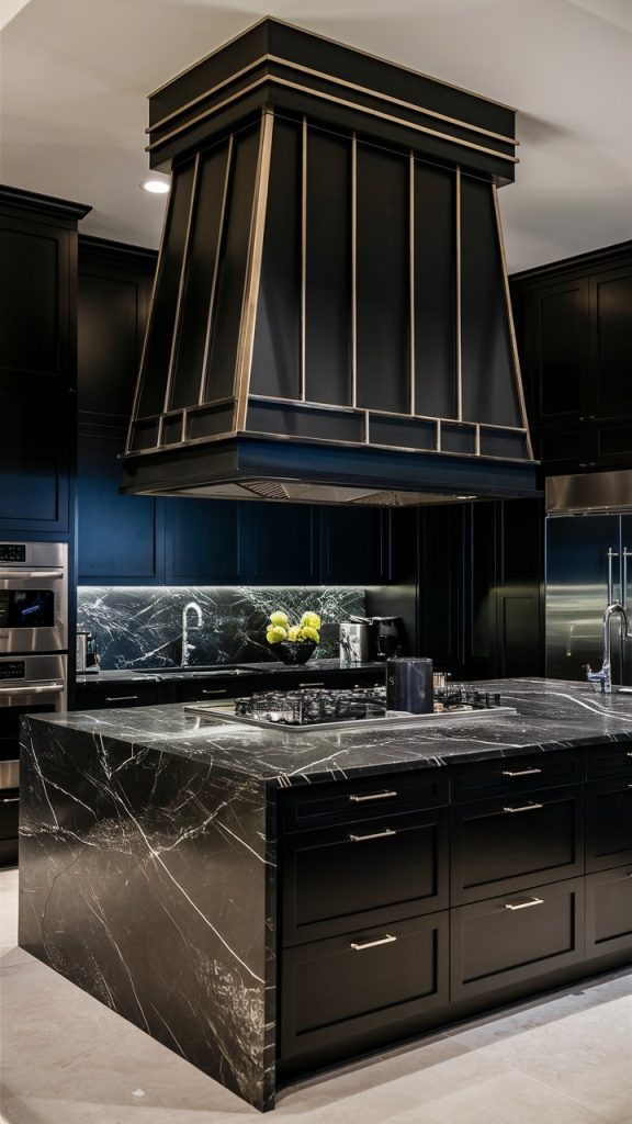 Black Kitchen with Statement Hood