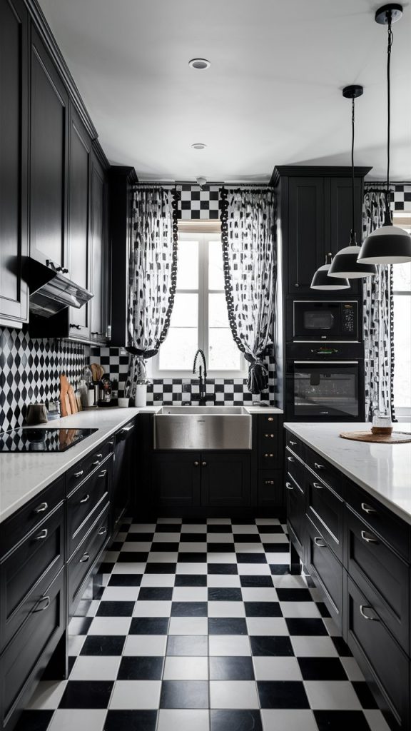 Black and White Checkerboard Floor