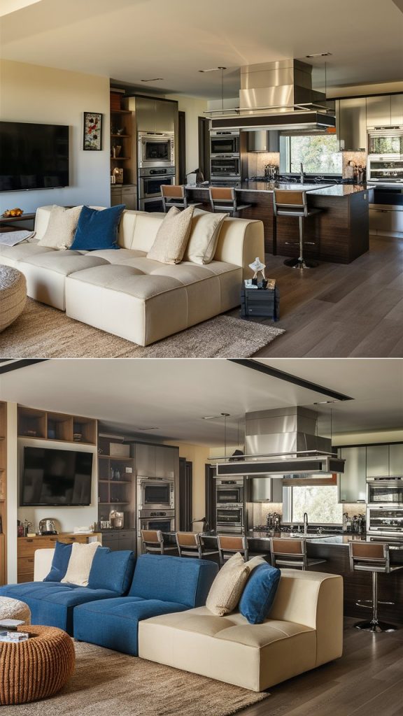 22 Stylish Living Room and Kitchen Combo Ideas for a Beautiful Open-Concept Home 18 Family-Friendly Functional Design