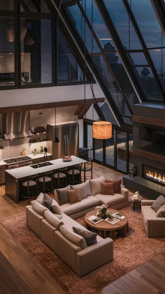 22 Stylish Living Room and Kitchen Combo Ideas for a Beautiful Open-Concept Home 11 Cozy Corner Seating living room with kitchen combo