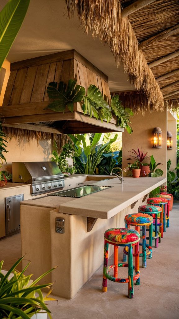16 Outdoor Kitchen Ideas to Create a Beautiful and Functional Backyard Space 14 Tropical Style Outdoor Kitchen