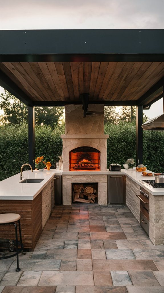 Outdoor Kitchen with Pizza Oven