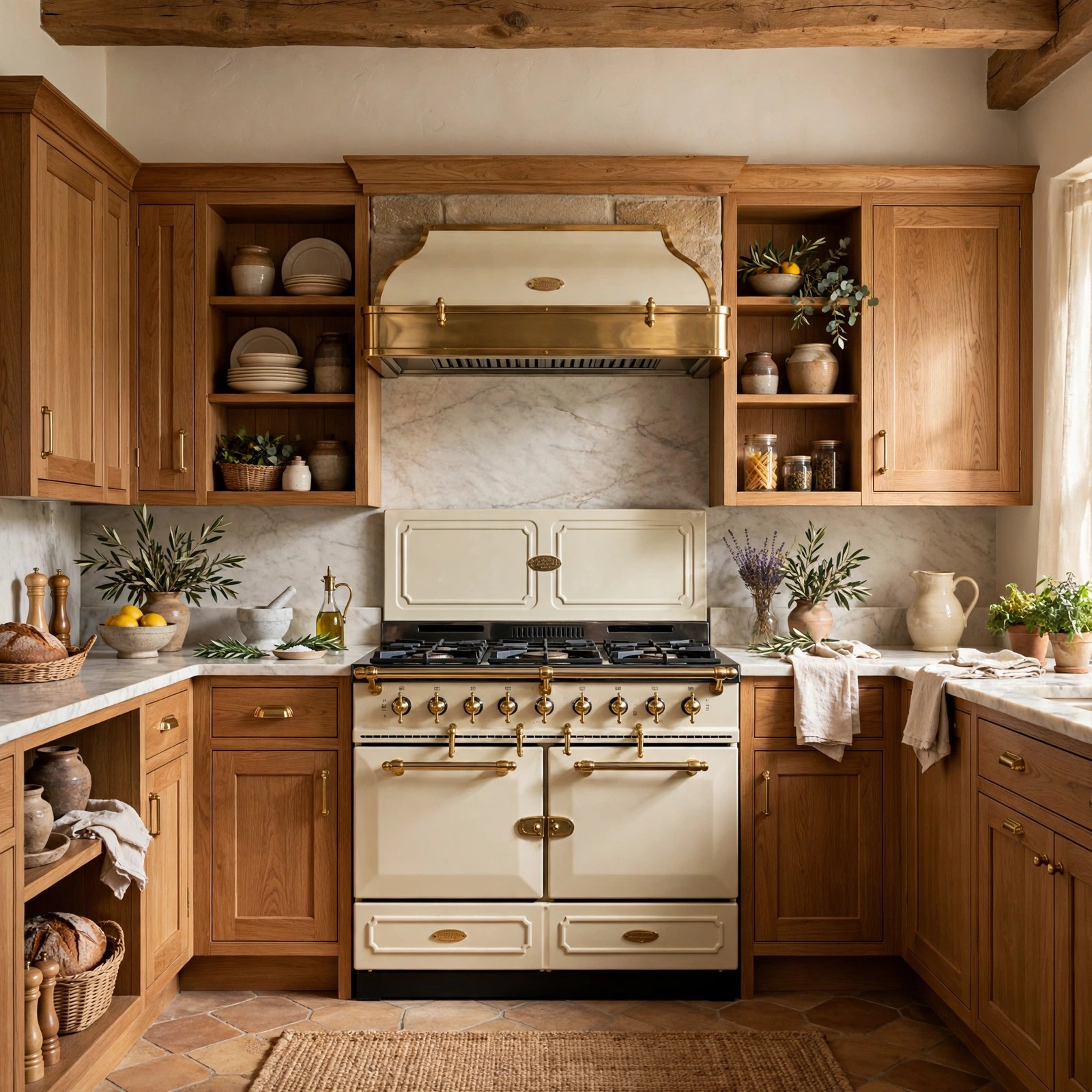 Village kitchen ideas: cream range cooker in a luxury kitchen